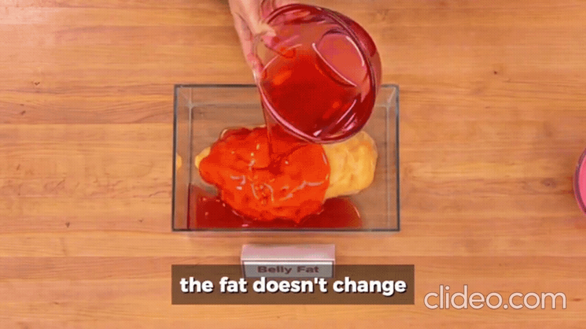 Belly fat becoming more liquid — gelatin method demonstration